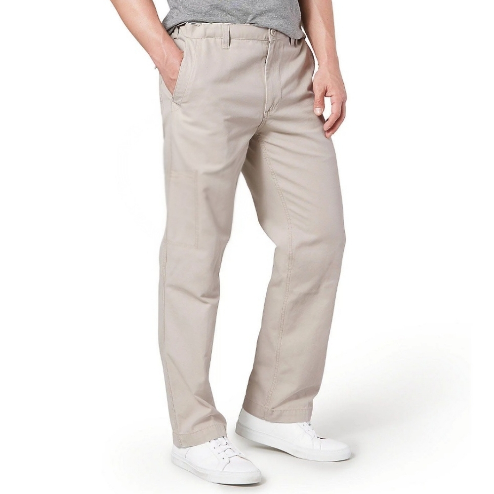 Dockers Men Workday Khakis Safari Beige Smart 360 Flex Stretch Pants W44 L30 Dad
